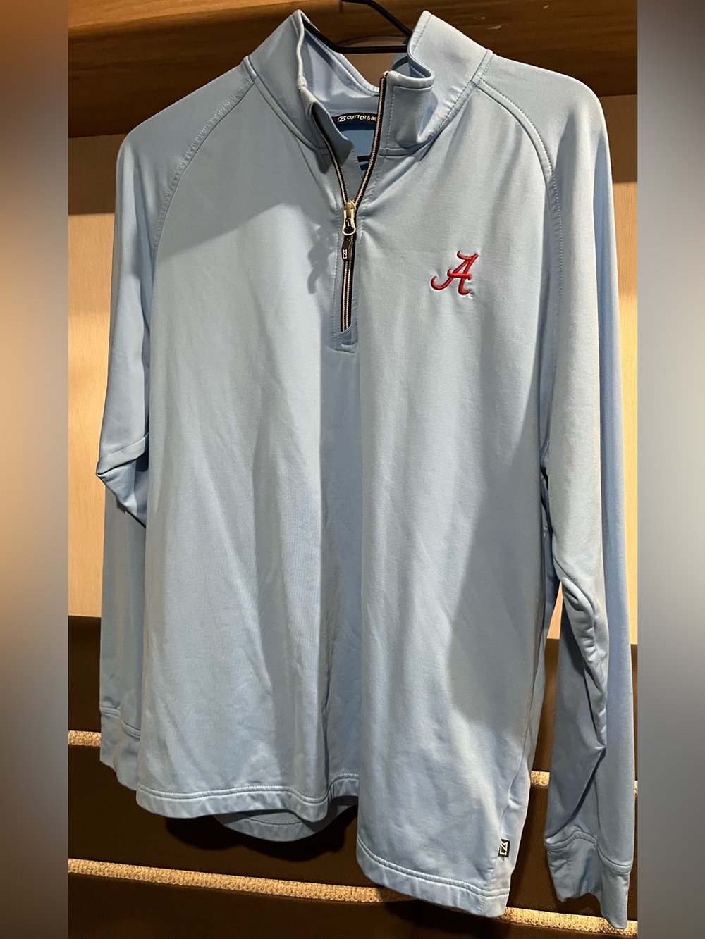 Cutter & Buck Light Blue 1/4 Zip Pullover with Red Embroidered A